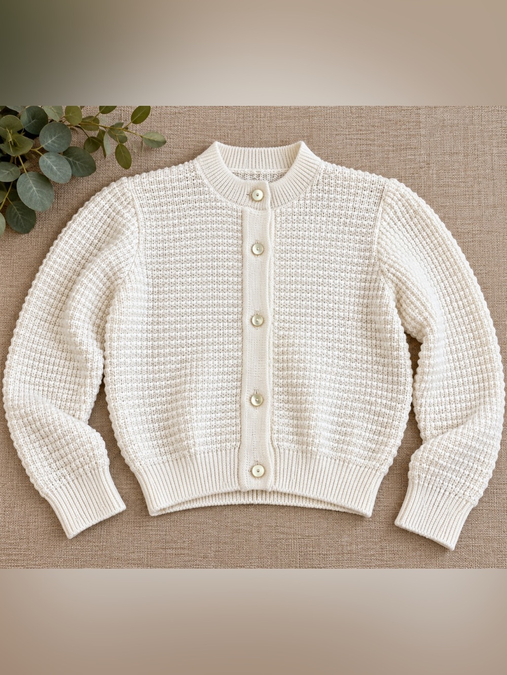 Vintage Anjou Tricots White Knit Cardigan Sweater Size 3X
